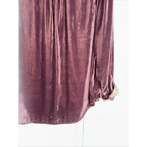 Natural Life Size Large Brown Velvet Button Down Floral Flip Cuff Gorpcore - Picture 13 of 14